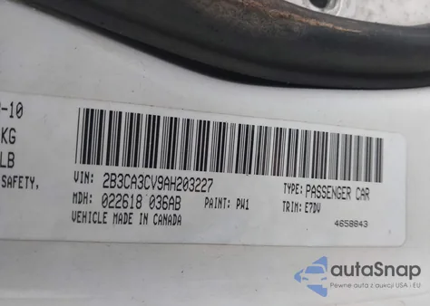 2010 Dodge Charger Sxt из США, поврежденный, VIN 2B3CA3CV9AH203227